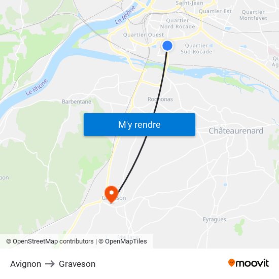 Avignon to Graveson map