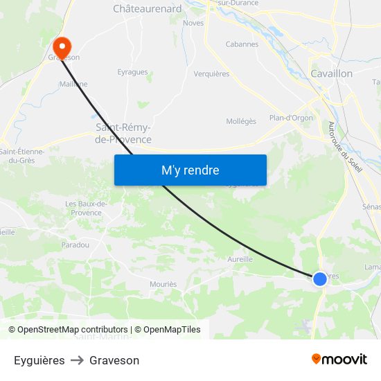 Eyguières to Graveson map