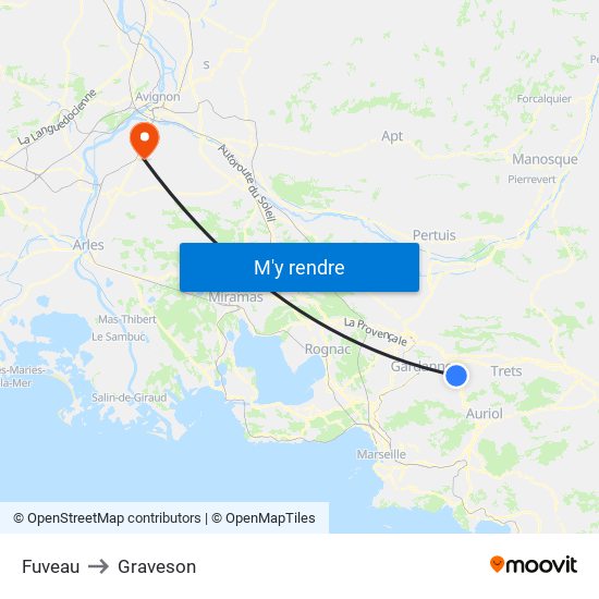 Fuveau to Graveson map