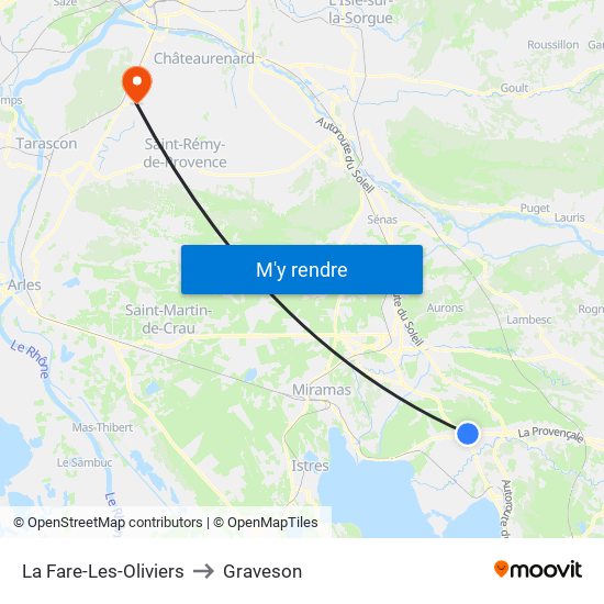 La Fare-Les-Oliviers to Graveson map