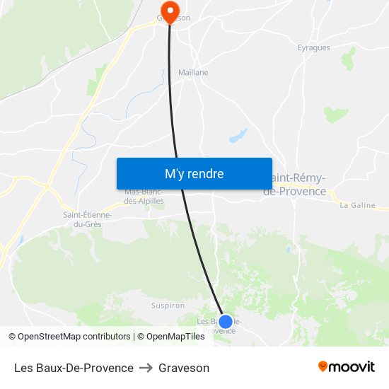 Les Baux-De-Provence to Graveson map