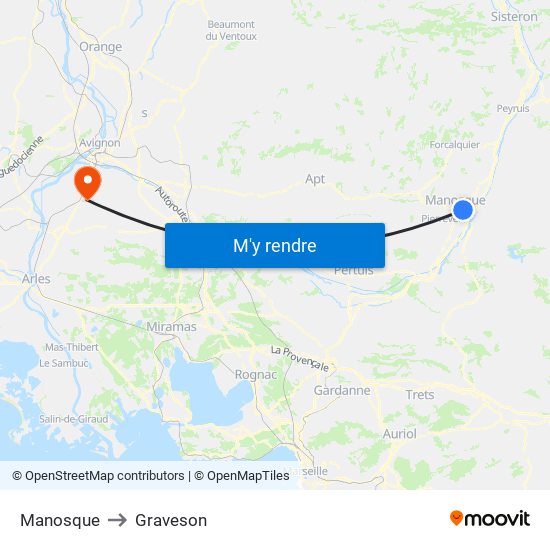 Manosque to Graveson map