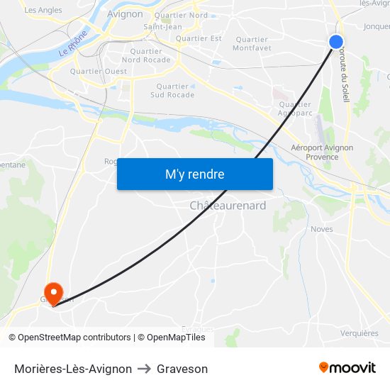 Morières-Lès-Avignon to Graveson map