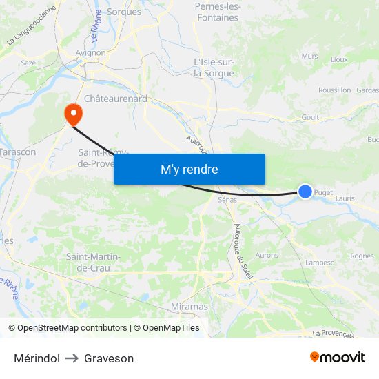 Mérindol to Graveson map