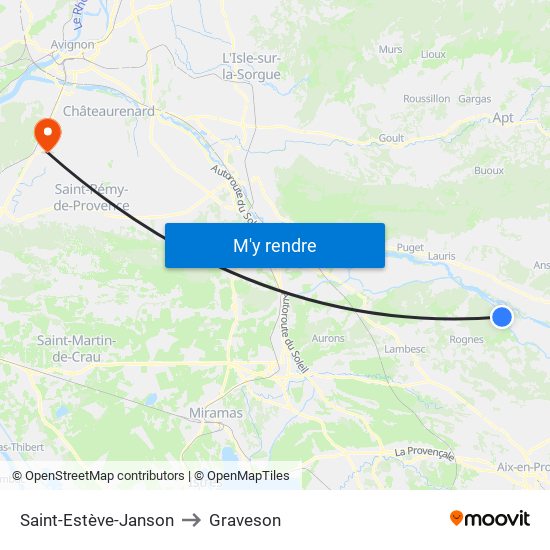 Saint-Estève-Janson to Graveson map
