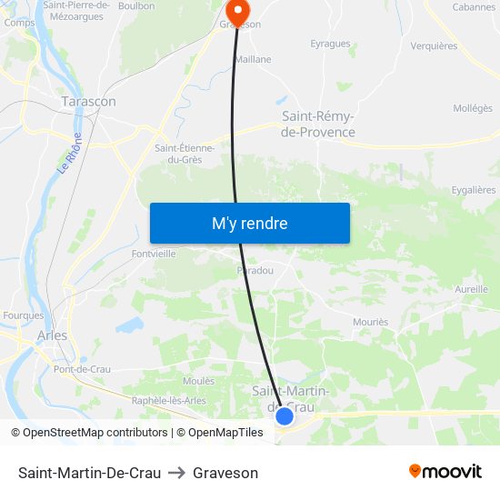 Saint-Martin-De-Crau to Graveson map