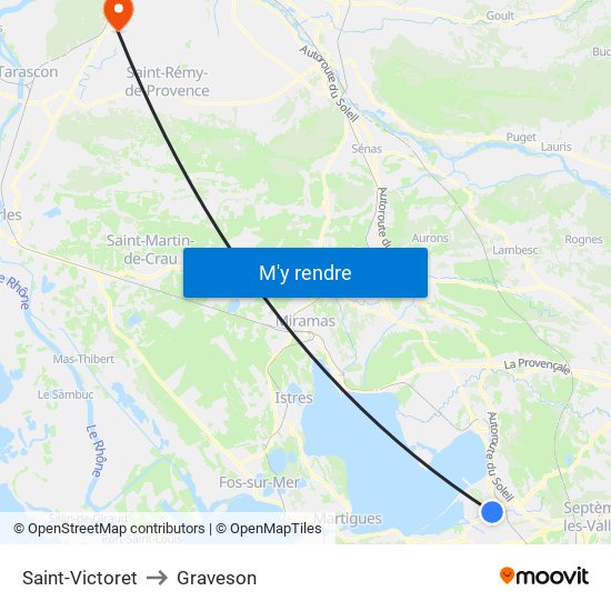 Saint-Victoret to Graveson map