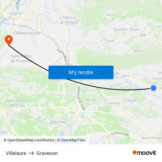 Villelaure to Graveson map