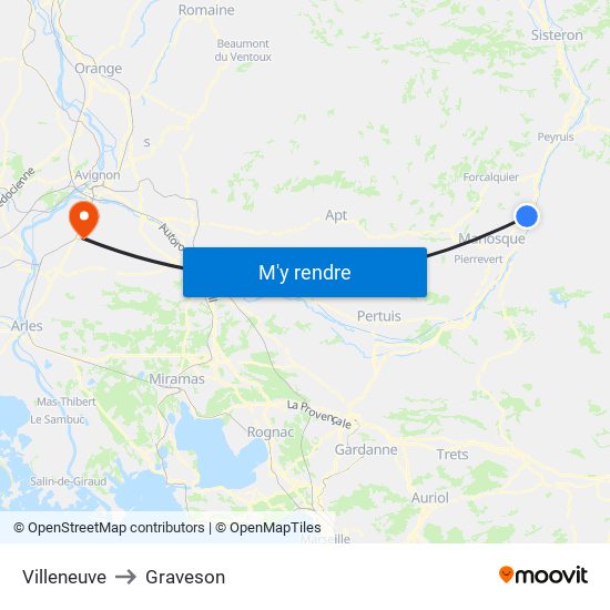 Villeneuve to Graveson map