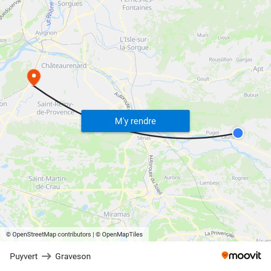 Puyvert to Graveson map