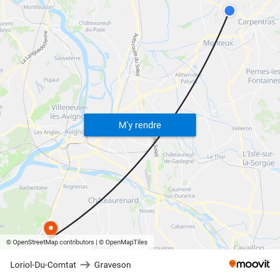 Loriol-Du-Comtat to Graveson map