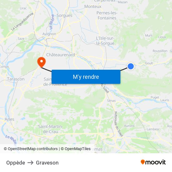 Oppède to Graveson map