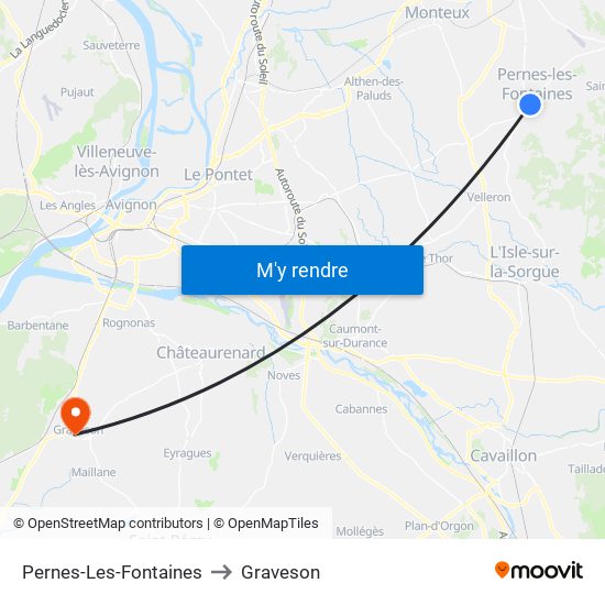 Pernes-Les-Fontaines to Graveson map