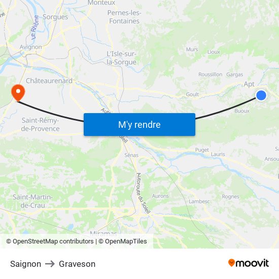 Saignon to Graveson map