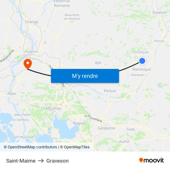 Saint-Maime to Graveson map