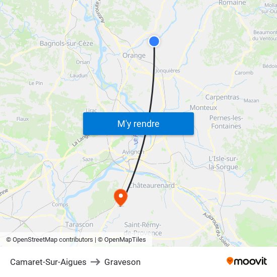 Camaret-Sur-Aigues to Graveson map