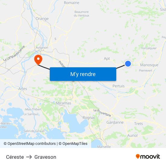 Céreste to Graveson map