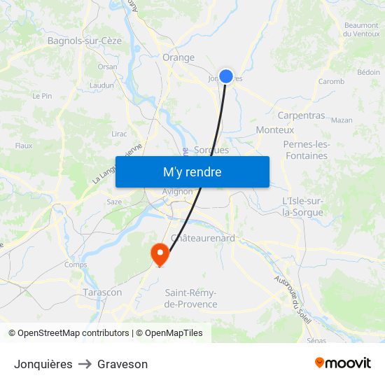 Jonquières to Graveson map