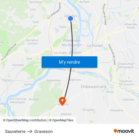 Sauveterre to Graveson map