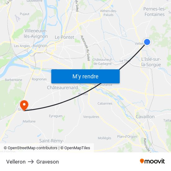 Velleron to Graveson map