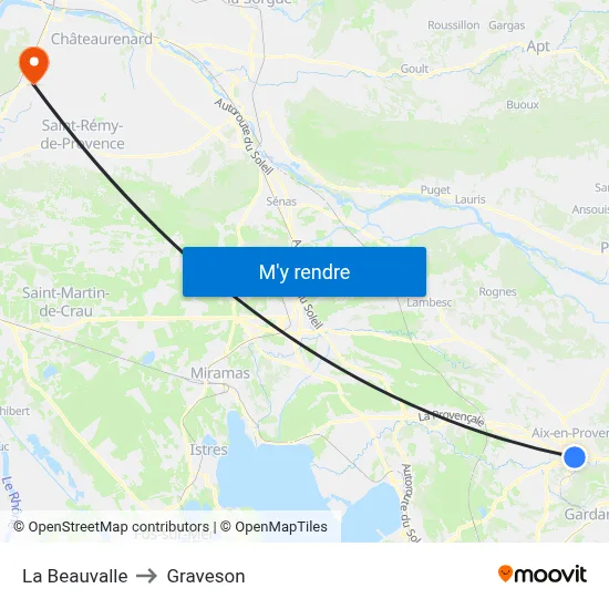 La Beauvalle to Graveson map