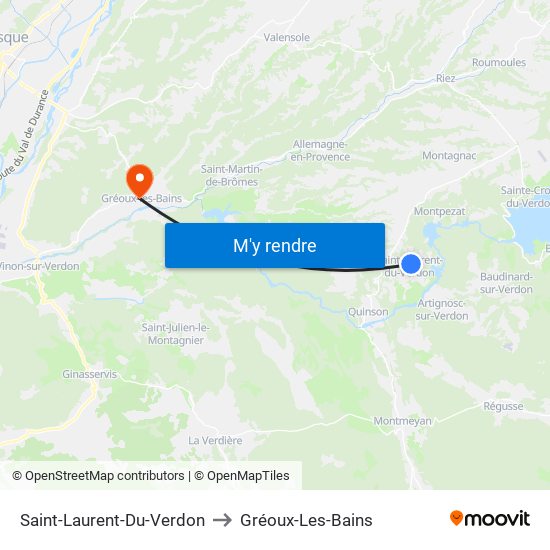 Saint-Laurent-Du-Verdon to Gréoux-Les-Bains map