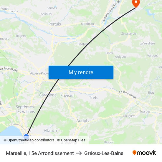 Marseille, 15e Arrondissement to Gréoux-Les-Bains map