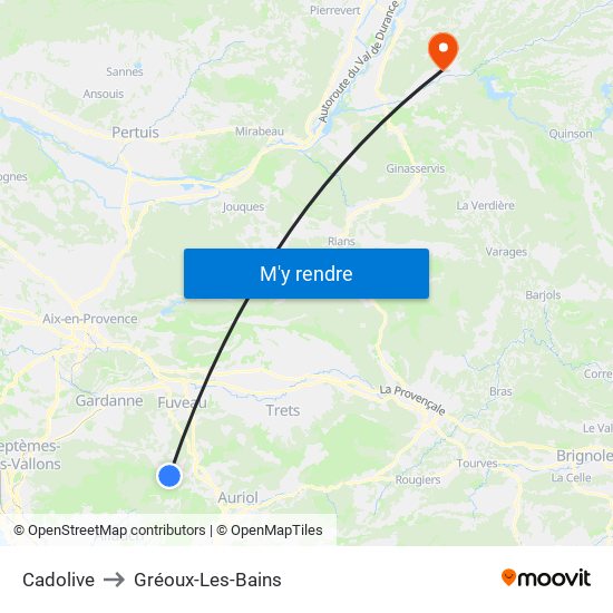 Cadolive to Gréoux-Les-Bains map