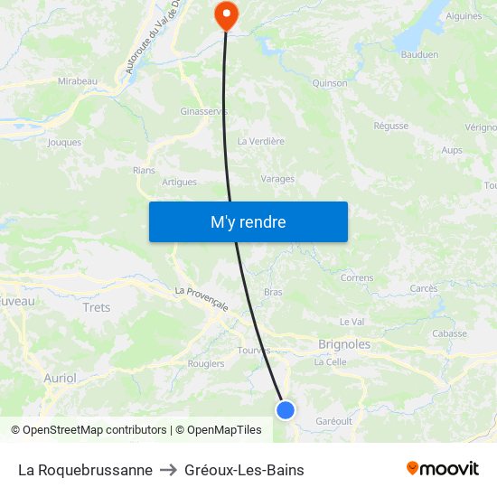 La Roquebrussanne to Gréoux-Les-Bains map