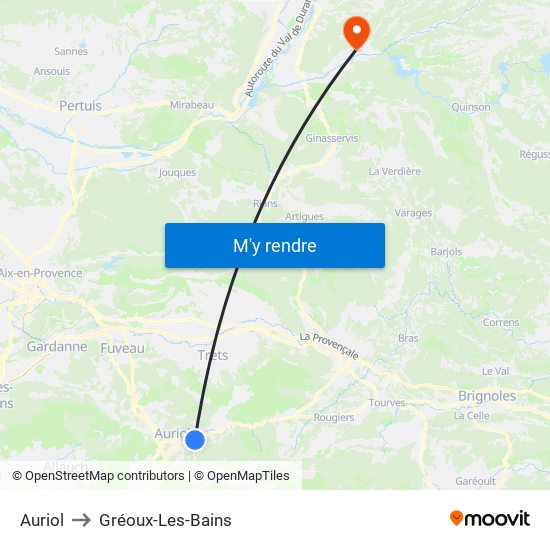 Auriol to Gréoux-Les-Bains map