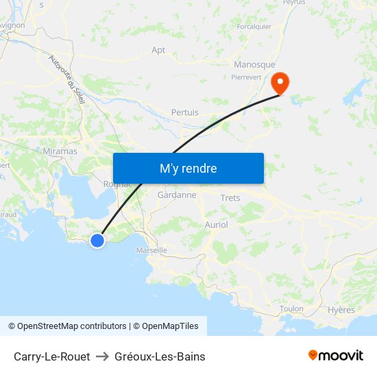 Carry-Le-Rouet to Gréoux-Les-Bains map