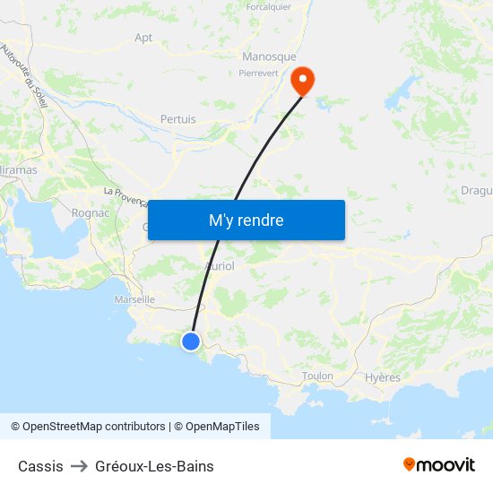 Cassis to Gréoux-Les-Bains map