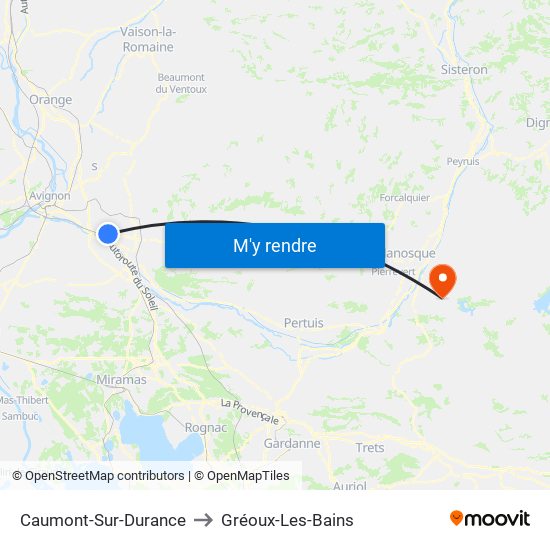 Caumont-Sur-Durance to Gréoux-Les-Bains map
