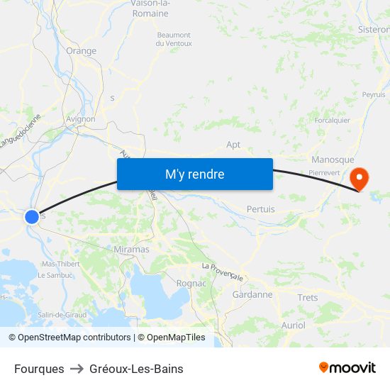 Fourques to Gréoux-Les-Bains map