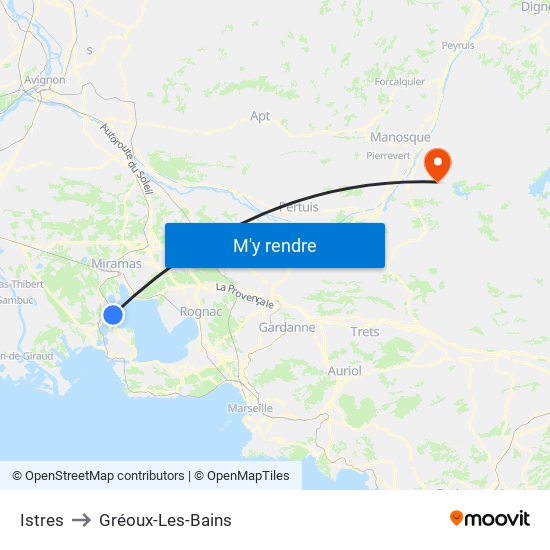 Istres to Gréoux-Les-Bains map