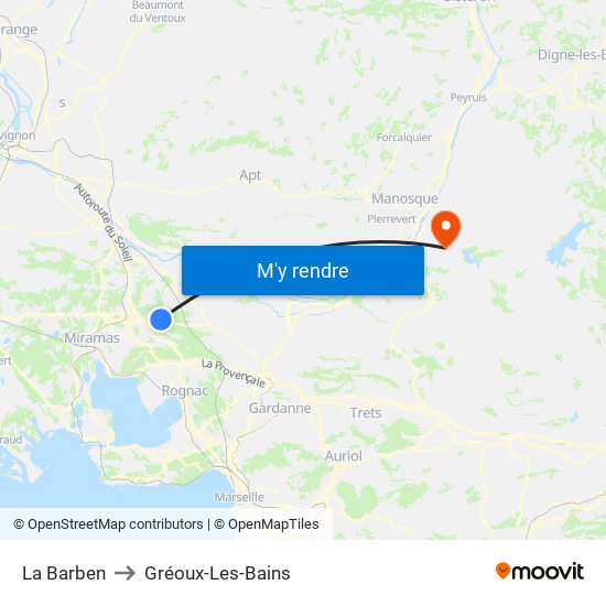 La Barben to Gréoux-Les-Bains map