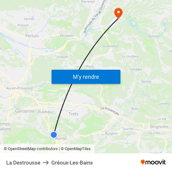 La Destrousse to Gréoux-Les-Bains map