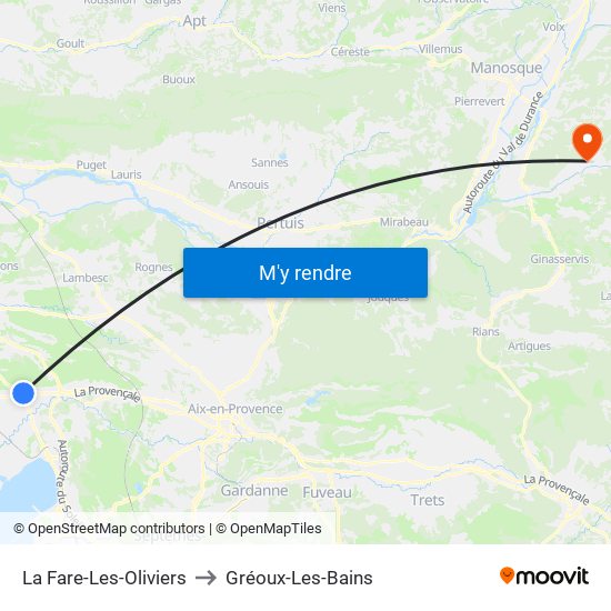 La Fare-Les-Oliviers to Gréoux-Les-Bains map