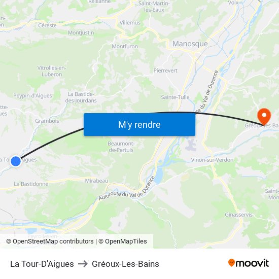 La Tour-D'Aigues to Gréoux-Les-Bains map