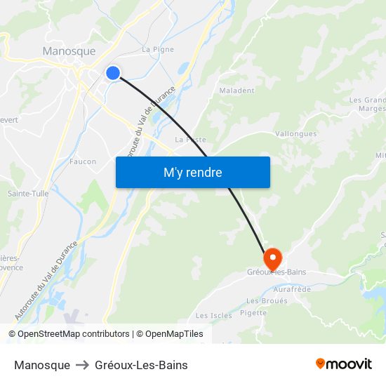 Manosque to Gréoux-Les-Bains map