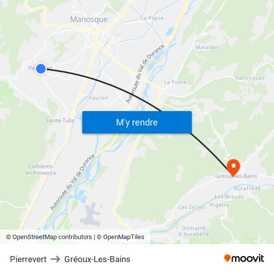Pierrevert to Gréoux-Les-Bains map