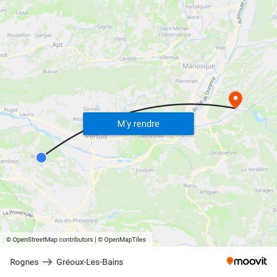Rognes to Gréoux-Les-Bains map