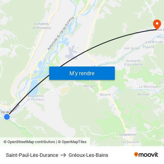 Saint-Paul-Lès-Durance to Gréoux-Les-Bains map