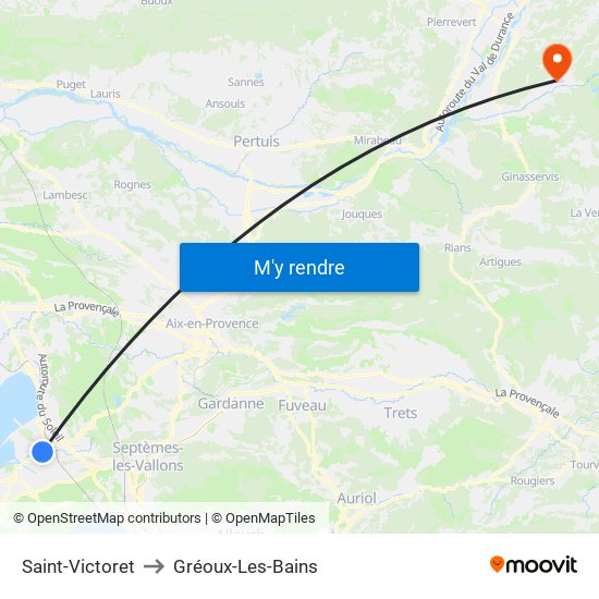 Saint-Victoret to Gréoux-Les-Bains map