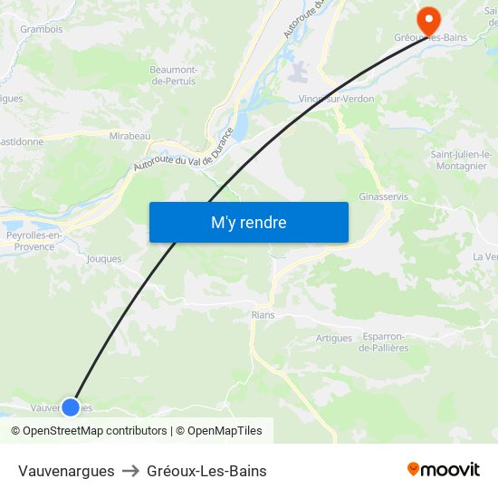 Vauvenargues to Gréoux-Les-Bains map
