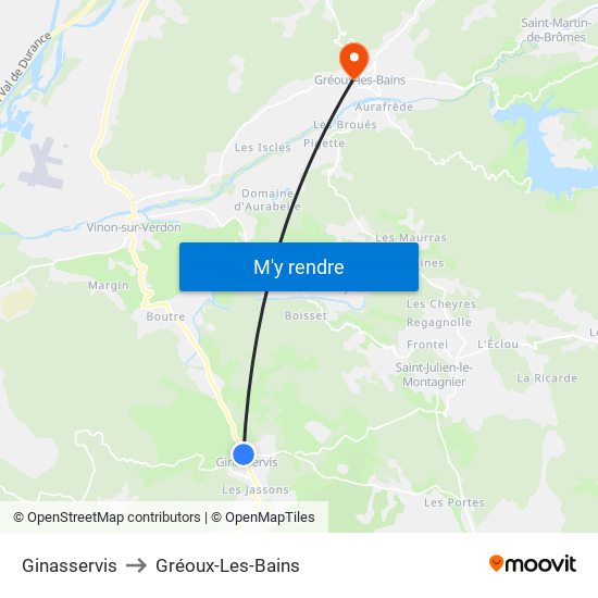 Ginasservis to Gréoux-Les-Bains map