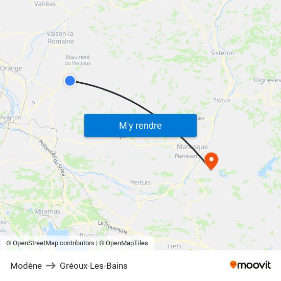 Modène to Gréoux-Les-Bains map