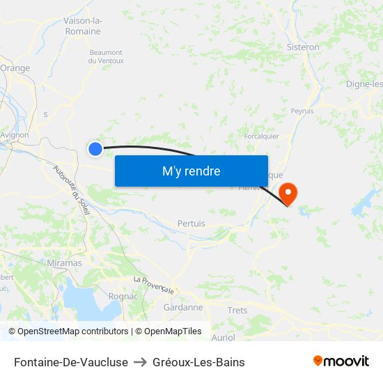 Fontaine-De-Vaucluse to Gréoux-Les-Bains map