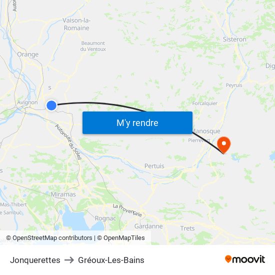 Jonquerettes to Gréoux-Les-Bains map