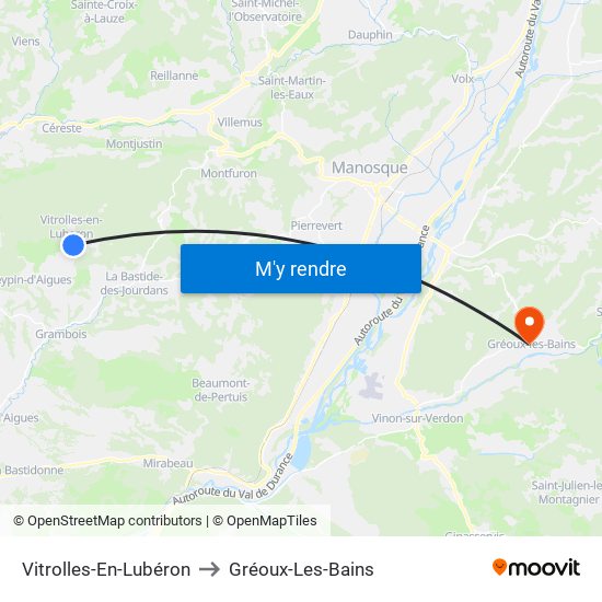 Vitrolles-En-Lubéron to Gréoux-Les-Bains map